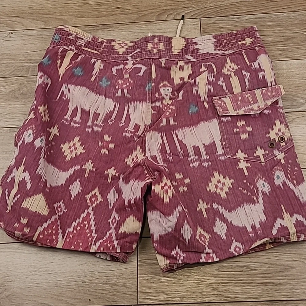 POLO RALPH LAUREN‎ Purple Beige Abstract Villager Medium Mens Swim Trunks VTG